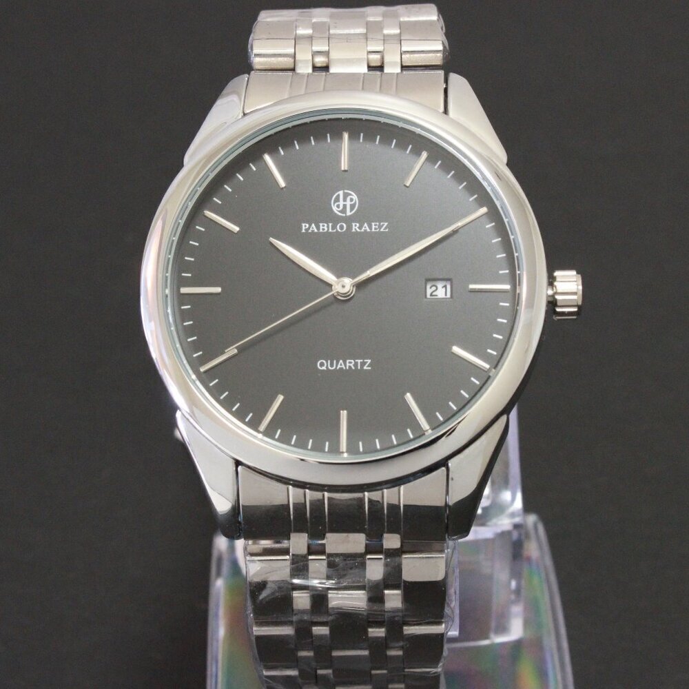 Men's Casual Fashion Watch Silver Tone Butterfly Clasp 40mm - Picture 3 of 12